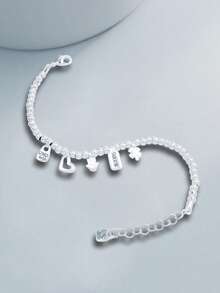 1 件奢华浪漫镀银珍珠串珠手链，带眼水晶幸运符元素，适合女性，是情人节、生日、毕业礼物的理想之选