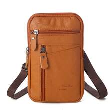 Gender-Neutral Crossbody Bag - Adjustable Shoulder Straps, Multiple Zipped Pockets, Space For Phone And Wallet, Suitable For Travel, Outdoor Activities And Daily Use | Textured Surface Treatment - màu nâu - Xem 4