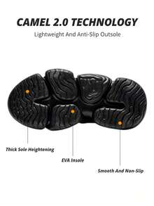 CAMEL CROWN 女士休闲鞋，夏季运动玛丽珍凉鞋，透气舒适软底女鞋，增高休闲百搭沙滩鞋。 - 黑灰 - 查看 7