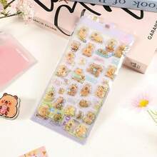 Pegatinas de capibara de dibujos animados en 3D, pegatinas transparentes en relieve y creativas para scrapbooking, pegatinas decorativas de cristal de diamante, regalo para niños en Navidad/Acción de Gracias/Cumpleaños