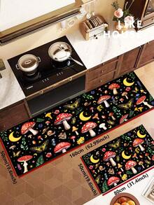 1/2pcs Mushroom Forest World Style Farmhouse Floor Mat, With Strong Water Absorption And Easy Cleaning, Is Suitable For Home Decoration, Farmhouse, Porch, Interior, Room Decoration, Kitchen, Dining Room, Small Office/Home Office, Sink, Laundry Room, Floor Mat, Kitchen Mat And Non-Slip Mat.