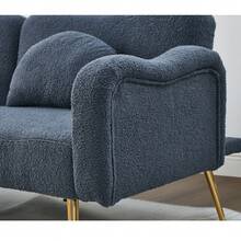 [Sleeping Function] Double Sofa Bed - Modern Double Sofa With Adjustable And Gold Metal Legs, Integrated Sleeping Function. 2 In 1 Multifunctional Furniture. - Navy Blue - View 9