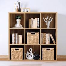 Water Hyacinth Storage Baskets, Collapsible Square Wicker Baskets Cube Storage Bins Set Of 2/4 - 棕色 - 查看 4
