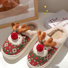 1pc Christmas Thermal Slippers, Cute Reindeer Design Unisex Warm Indoor Anti-Slip Slippers For Men And Women, Winter Insulation, Galentines, Puppy, Carnival, Shoe, Spring Summer Picks, Brides Maid Gifts, Room, Bedroom Decor, Bedroom Decor, Beach, Travel, For Men, For Women, Vacation - Multicolor - View 8