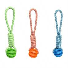 3/1 Juguete de pelota con nudo de cuerda trenzada para perros, con asa, juguete de masticado duradero, usado para entrenamiento de masticado, juguetes para lanzar, juguetes de tira y afloja, juguetes para que los perros los recojan, Navidad