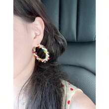 1 Pair Exquisite Crystal Inlaid Pearl Earrings With Premium Wrapped Setting Western Style Luxury Design Sparkling Colorful Gems Hypoallergenic Materials Comfortable For Daily Wear Perfect For Romantic Dinners Party Events Formal Engagements And Special Gatherings Ideal Gift For Valentine's Day Anniversaries And Celebrations