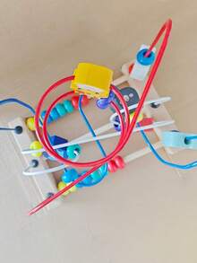 1 件婴儿玩具串珠穿线迷宫多功能益智木制玩具带动物串珠 - 彩色 - 查看 9