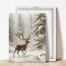 1 件，帆布墙画，带框墙面装饰，复古圣诞老人和圣诞树艺术品，非常适合客厅、卧室或入口处的节日墙面装饰，节日礼物创意，冬季装饰，圣诞节家居装饰，圣诞节