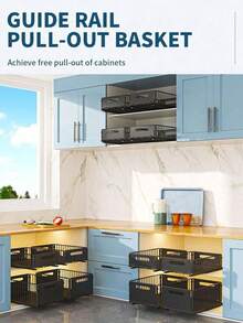 1 pezzo di organizer sottolavello con design estraibile e pellicola adesiva - Robusto ripiano portaoggetti in metallo, organizer salvaspazio per lavello per cucina, bagno, dispensa - Facile installazione, senza attrezzi richiesti, moderna finitura nera, organizer per lavello da cucina, contenitore per bagno, elegante aspetto metallizzato, montaggio senza attrezzi, ripiani estraibili