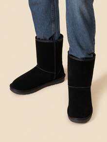 Men's Cozy Suede Boots Winter Warm Faux Fur Lined Cold Weather Outdoor Comfort Ankle Boots - màu đen - Xem 5