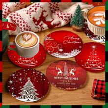 4pcs/8pcs Christmas Themed Coasters, Christmas Pattern Absorbent Pads For Coffee, Drinks, Kitchen, Table, Room, Bar Decor, Holiday Gifts - Multicolor - View 16