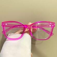 Y2K Cat Eye Transparent Lens Candy Color Fashion Decoration Computer Glasses For Women - 紅 - 查看 2