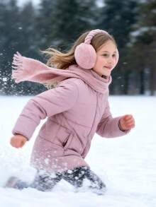 儿童男女通用纯色耳套 - 柔软毛绒耳罩，可折叠耳套，舒适防寒耳套，适合冬季户外冬季配件 - 漢堡耳罩 - 查看 3