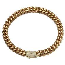 Stainless Steel Cuban Bracelet Or Necklace Men Hip Hop 18K Gold Miami Curb Cuban Link Chain With Spring CZ Clasp - Golden - 查看 5