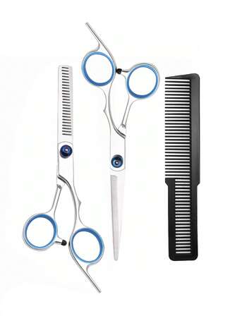 1把/2把理发剪刀，专业理发剪，带打薄剪，男女宠物适用理发剪，后梳，吹风机，头发，理发师，边缘梳，造型梳，吹风机，美发用品，发胶，卷发产品，美发设备，理发剪刀，圣诞节，理发店，美发，吹风机，发刷，理发师，美发设备，发型，美发，理发师，理发配件，理发店，美发设备