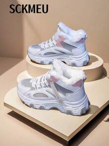 SCKMEU. 1 Đôi bốt đế xuồng thời trang dành cho nữ, giày thể thao đế dày nhẹ thoải mái, thích hợp cho thời tiết có tuyết - Xám - Xem 8