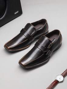 Men's Lined Dress Loafers Formal Shoes Men Dress Loafer Shoe Slip On Moccasins Daily Comfort Leather - 巧克力棕 - 查看 1
