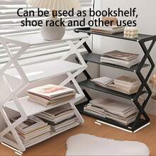 1pc 4-Storey Bookshelves Or Shoe Cabinets For Entrances, Corridors, Bedrooms And Dormitories, A Variety Of Colors To Choose From, Can Be Used As Bookshelf, Shoe Rack,Easy To Assemble, Sturdy And Durable,Foldable Shoe Rack, Thickened Plastic Material Saves Space, Adjustable 4-Layer Foldable Shoe Storage,