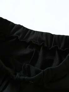 (2PC)VTUTOK Couple's Unisex Men's Printed Round Neck Sports Shirt And Pants Set, Street Style Long Sleeved Sports Shirt Top+Drawstring Waist Sports Pants Casual Set, Autumn And Winter Round Neck Sweatshirt And Pants Set,Hold Your Hand - 女士-深灰色 - 查看 5