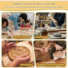 Juego de 12 herramientas de cermica, incluye 1 rodillo de madera, herramientas de arcilla polimrica para esculpir, 1 mantel de lino porttil y 10 guas de 5 tamaos para ensear madera - 17. - Madera-45 cm - Ver 8