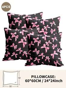 1个/2个/4个可爱蝴蝶结印花枕套（不含枕芯），柔软舒适，四季皆宜 - 彩色 - 查看 14