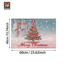 1 pieza Alfombra antideslizante con diseño de árbol de Navidad, alfombra antideslizante de fibra súper, adecuada para decoración de fiesta navideña, cocina, baño, comedor, dormitorio, puede ser un regalo de Navidad