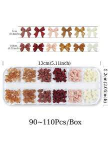 12 pezzi Decorazioni per unghie con fiocchi di nastro marrone, decorazioni per unghie con fiocchi bordeaux, accessori per unghie per Capodanno e vacanze