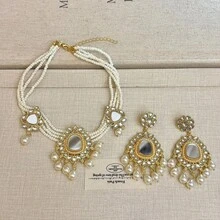 3PCS New Heavy Craft High-End Flower Tassel Earrings Fashion Multi-Layer Beaded Collarbone Chain Women's Exquisite Jewelry Set - 10-2308 White Suit - View 2