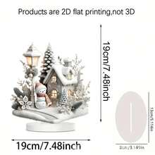 2D Décoration de bureau en acrylique en forme de maison de bonhomme de neige, chalet de bonhomme de neige polyvalent classique, cadeau idéal pour les amis et la famille, convient pour le bureau, la maison, le jardin, le patio, la décoration intérieure/extérieure