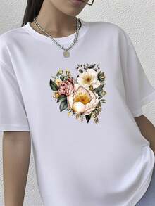 180g pure Cotton Boho Wildflowers, Cottagecore Shirt, Flowers Cottagecore Shirt, Floral Shirt, Flower T-Shirt, Flowers Tshirt, Wildflower Tshirt,Plant Shirts female Comfortable Stylish Casual Versatile Breathable Stretched fashion Top For Everyday Wear Slightly - Blanco - Ver 1