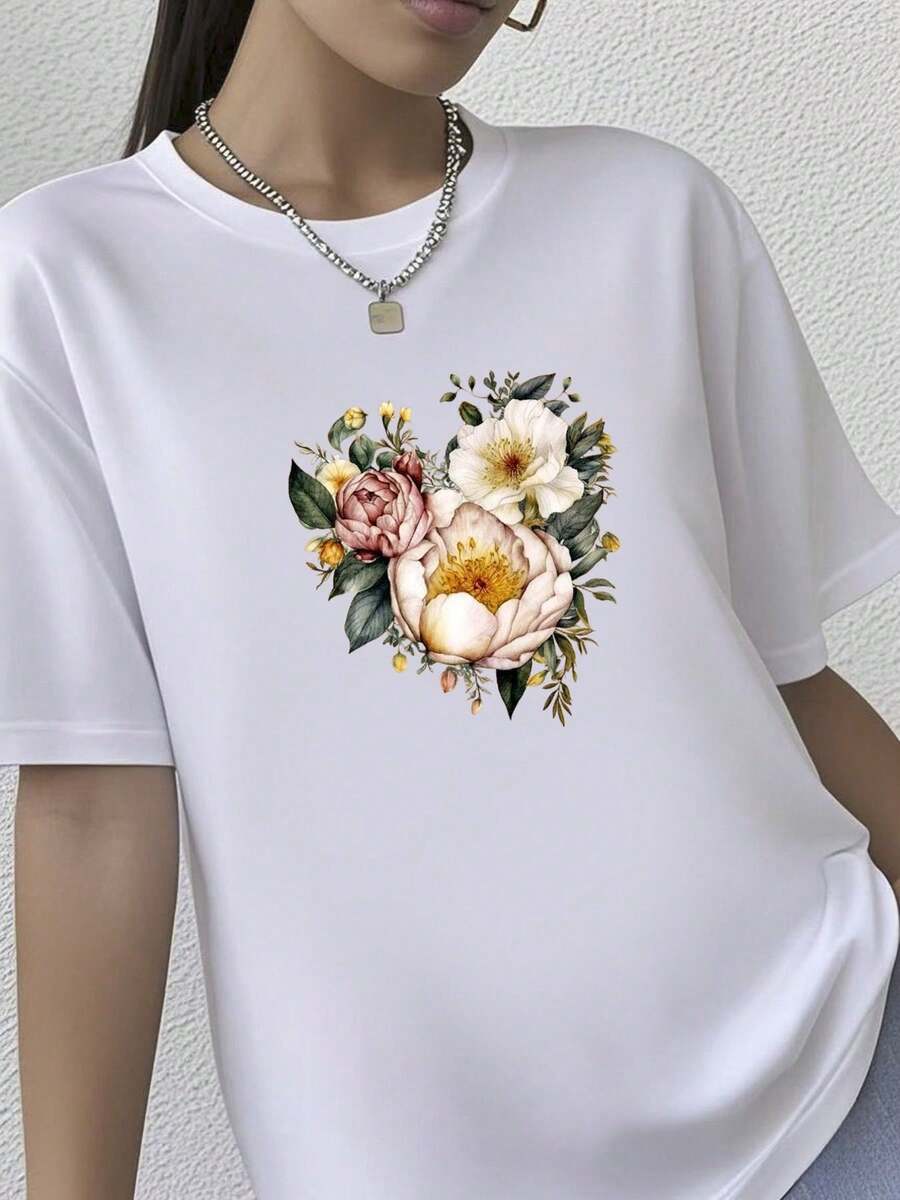 180g pure Cotton Boho Wildflowers, Cottagecore Shirt, Flowers Cottagecore Shirt, Floral Shirt, Flower T-Shirt, Flowers Tshirt, Wildflower Tshirt,Plant Shirts female Comfortable Stylish Casual Versatile Breathable Stretched fashion Top For Everyday Wear Slightly - Blanco - Ver 1