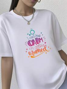 180g pure Cotton I m Getting Married T Shirt Can Keep Calm Funny Marriage Cute Wedding Bridal Ring Bride Groom designer clothes Comfortable Casual women streetwear Top For Everyday Wear Breathable Summer fashion T-Shirt For Women Casual Stylish - Blanco - Ver 2