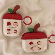 Apple Shaped & Apple Print Transparent Bluetooth Earphone Case For AirPods - Clear - View 2
