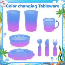 Beach Table & Simulation Kitchen Sink 2-In-1 Toy Set With Color-Changing Tableware - Green - View 8
