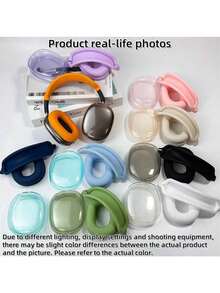 Case For AirPodsMax Headphones, Clear TPU Ear Cups Cover/Silicone Ear Pad Case Cover/Silicone Headband Cover Transparent Accessories Compatible With Apple AirPodsMax USB-C (2024/2020) [3 In 1] - TPU-multicolor Three-piece Set - View 4