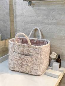 1 Pc Style Floral Large Laundry Basket Large Capacity Portable Storage Basket Foldable Snack Basket With Handle For Women And Girls Cosmetic Storage Basket Toy Storage Basket Skincare Storage Basket Women Makeup Storage Multifunctional Storage Basket Cosmetic Organizer Home Decor Livingroom Bedroom Decor Bathroom Decor