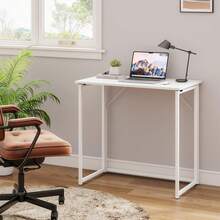 Dripex Folding Desk Foldable Small Computer Desk Writing Table For Small Place Easy Assembly, White - 白色 - 查看 3