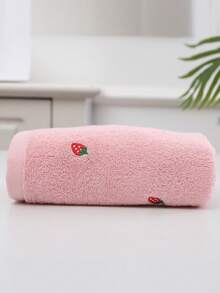 1 pieza Toalla de baño con bordado de fresa o 1 pieza Toalla de mano, toalla suave rosa para baño, decoración del hogar y baño, de vuelta a la escuela para salón de belleza, hogar, baño, ducha, toallas para salón de belleza, hotel, deportes, artículos esenciales del hogar, toalla, cuidado de la piel - Rosa - Ver 10