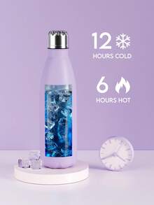 Meoky Bình đựng nước thể thao bằng thép không gỉ mờ 17oz/500ml – Bình nước giữ nhiệt hình Cola, Bình kim loại chống rò rỉ hai lớp, giữ đồ uống lạnh và nóng, Bình nước có thể tái sử dụng cho trường học, phòng tập thể dục, du lịch và thể thao - Màu tím - Xem 5