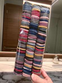 125个/套,4厘米/1.57英寸,柔和色调发圈,可爱简约,弹性无缝,适合女性日常使用,可用于扎马尾辫、化妆、洗头、通勤、运动、上学、派对、假日等场合,也是馈赠佳品。发绳、发圈、头饰、健身运动跑步装备、橡皮筋、美容家居发饰 - 彩色 - 查看 13