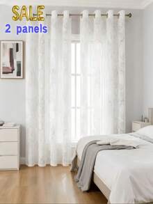 2 Paneele transparente Vorhänge, leichte Voile Vorhänge, transluzent aber nicht durchsichtig, Wärmeisolierung, dekorativ für Wohnzimmer, Schlafzimmer, Balkon, Herbstdekoration