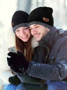 Gorros de invierno, bufanda y guantes, gorros holgados gruesos y cálidos, gorro de punto, calentador de cuello para hombres y mujeres