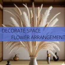 1束17英寸蒲苇草花束 - 秋季蓬松橙色干花，适用于家居、婚礼、派对、办公室、卧室、户外草坪装饰、桌面摆件，乡村风格 - 棕色 - 查看 3