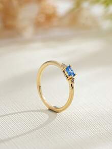 1 pieza Anillo con baño de oro de 18K, piedra natal de diciembre, diseño sencillo adecuado para hombres y mujeres, regalo de cumpleaños - Multicolor - Ver 4