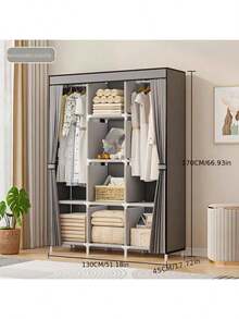 便携式衣柜，衣物收纳柜，3-4层大容量简约衣柜，卧室衣柜，家用布艺衣柜，适用于出租房/宿舍，衣物收纳，坚固耐用组装式布艺衣柜 - 彩色 - 查看 14