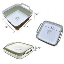 9L (2.4Gal) Dish Basin Collapsible With Drain Plug , Space Saveing Kitchen Storage Tray Dish Wash Basin, Portable Dish Tub, Foldable Dishpan For Camping ,RV,Green{"Color_name":"LightGreen"} - 淺綠色 - 查看 4