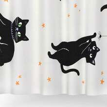 Halloween Black Cats Glow In The Dark Shower Curtain White