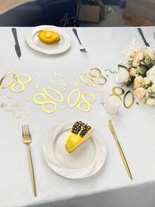 1/2pc 11inch*118/196/393inch Foil Printed Birthday Number Table Runner, Suitable For Festivals, New Year, Christmas, Halloween, Wedding, Birthday Party And Daily Use - Multicolor - View 20