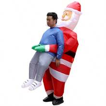 Adult Christmas Creative Santa Claus Holding Inflatable Clothes Unique Christmas Atmosphere Party Performance Photo Check In Point