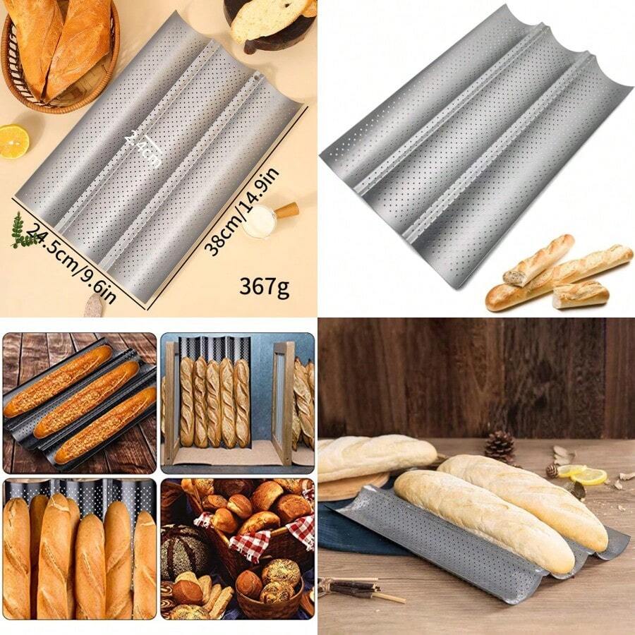 PIQIUQIU Baguette Bandeja para hornear baguette 38 x 245 cm - gris - Ver 1